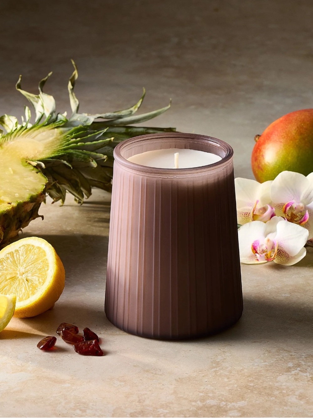 Bronze Mahogany Scented Ribbed Jar Candle.
